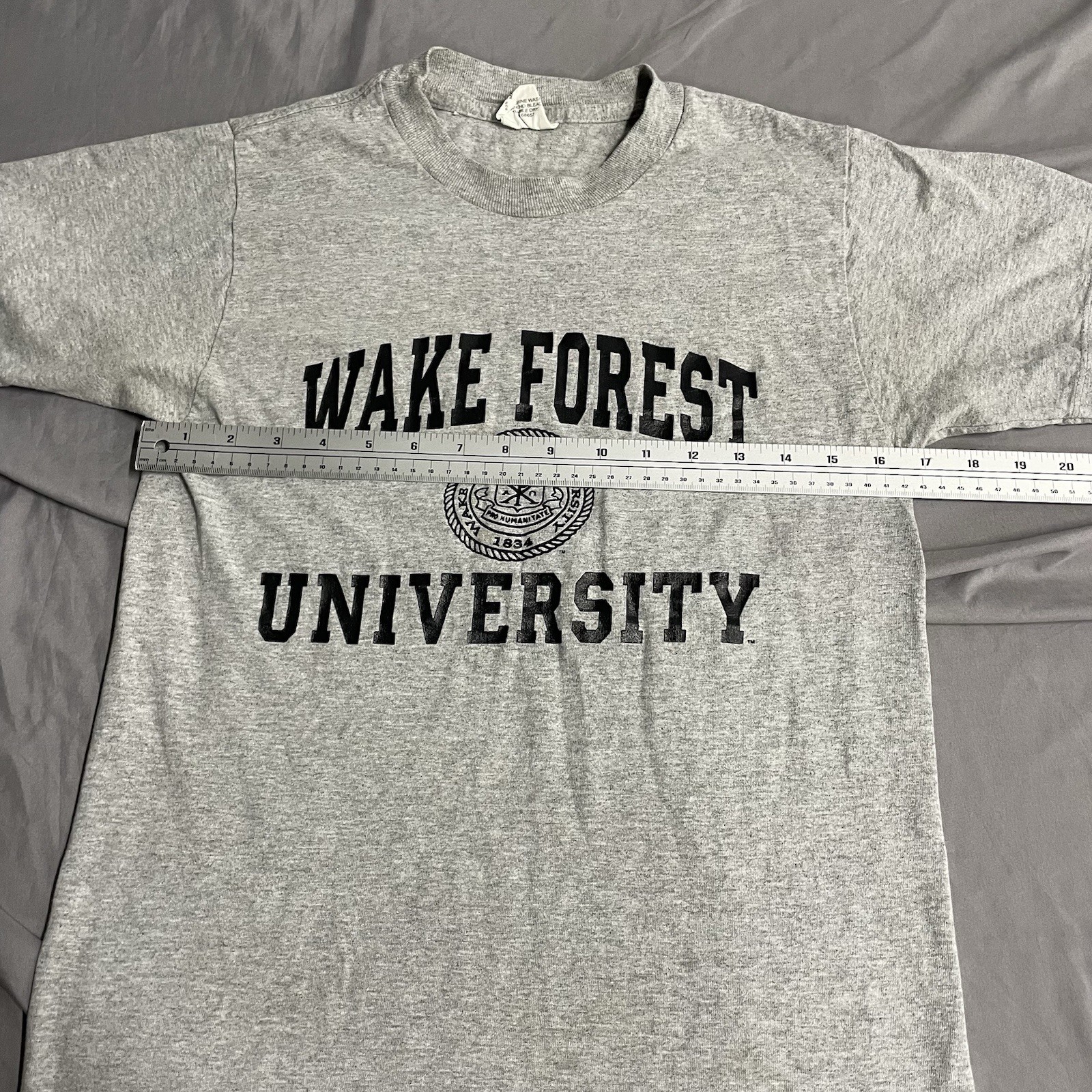Vintage 90s Wake Forest University Gray T Shirt Size Small Made In USA College