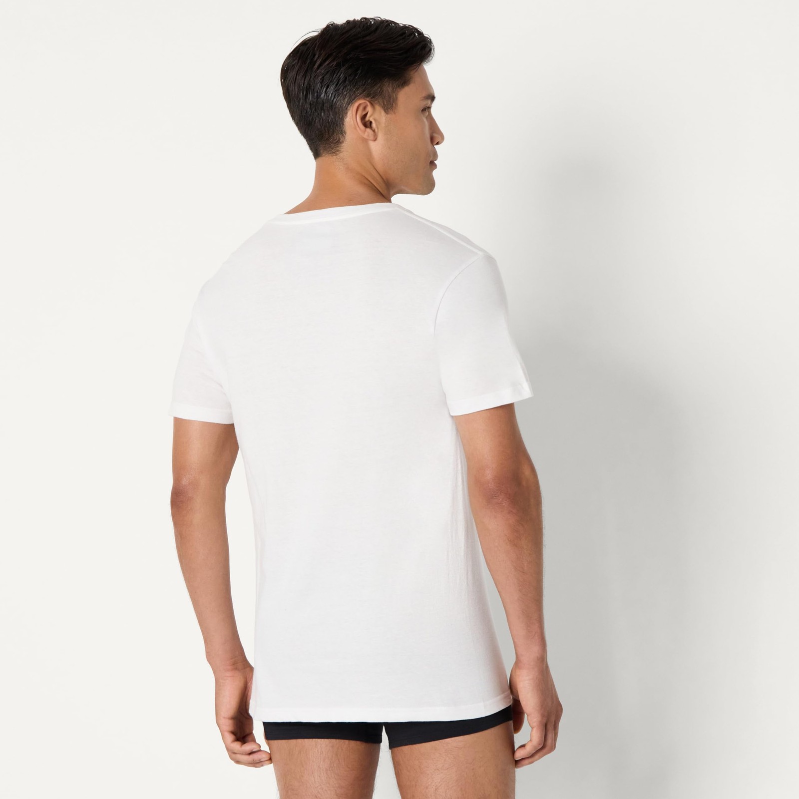 6 Pack Men’s Short Sleeves 100% Cotton V-Neck Undershirt,X-Large Black/White
