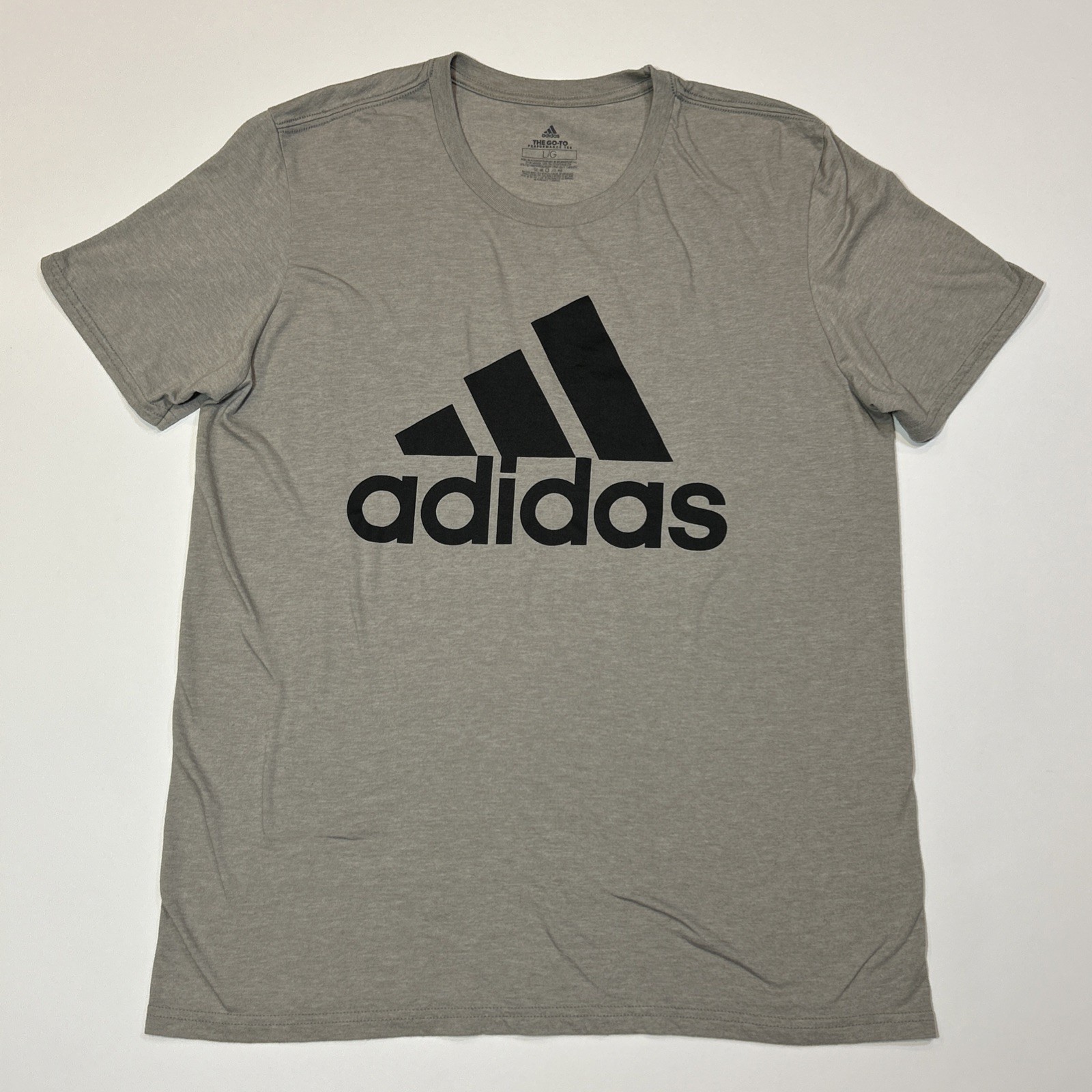 Adidas Shirt Mens Size Large Go To Performance Tee Gray Logo Activwear