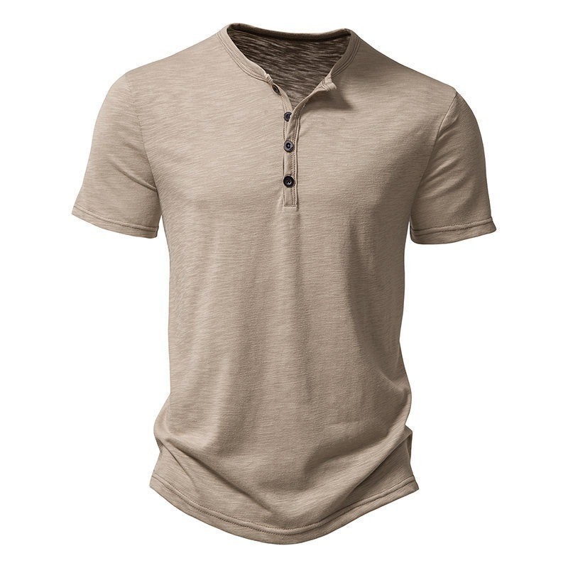 Polyester Men 2024 Brand T-Shirts Ultra-Soft Henley Slim Fit Sleeve V Neck T