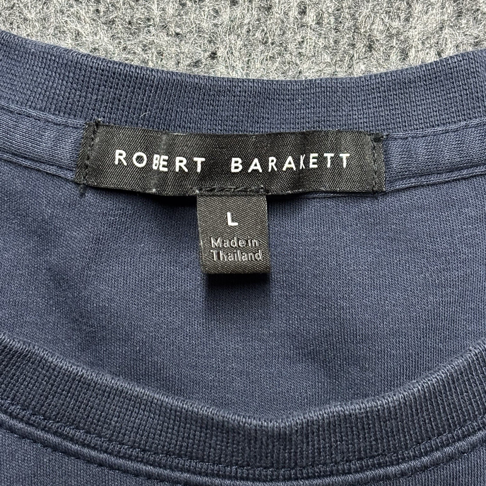 ROBERT BARAKETT Men’s Size L T-Shirt 100% Pima Cotton Soft Blue Night Crew Neck
