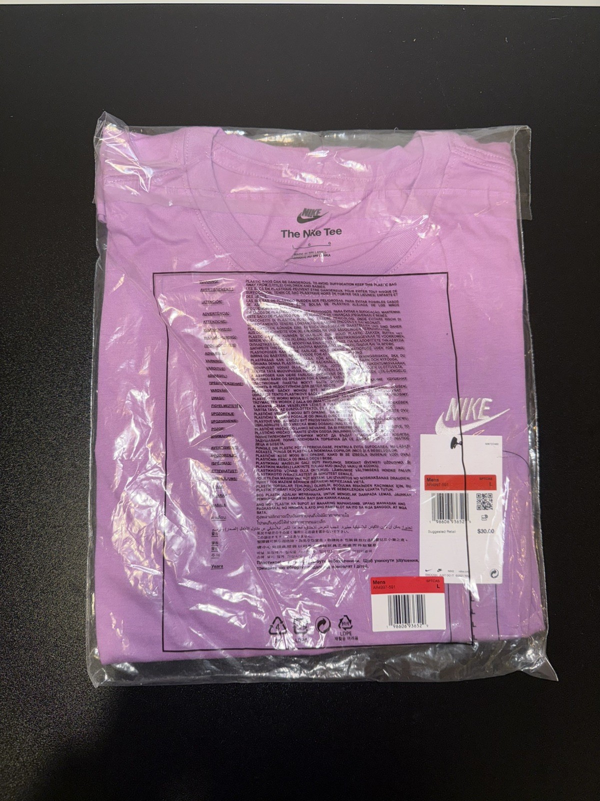 Nike NSW Club Embroidered T-Shirt Violet Shock AR4997-591 Size L