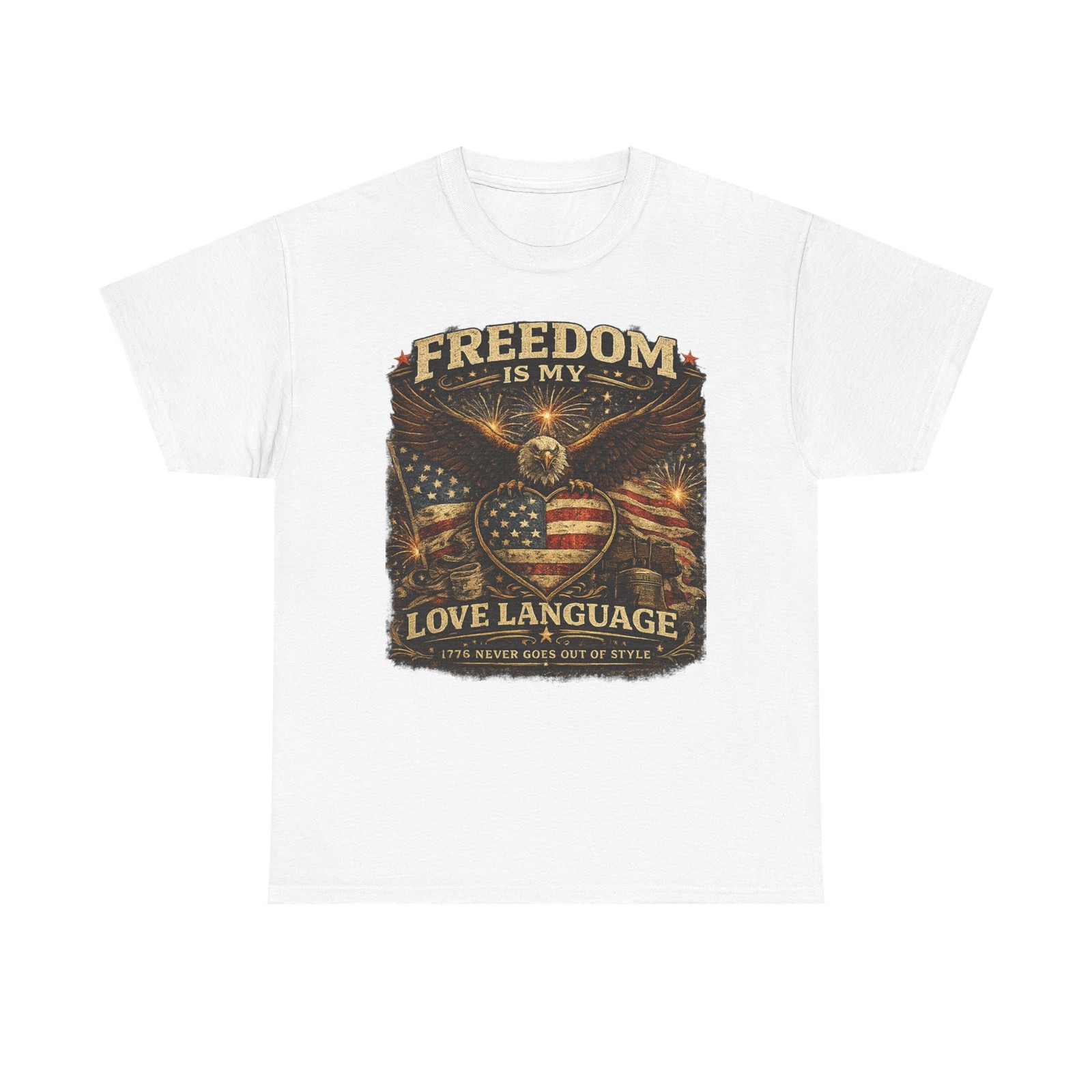 Freedom Is My Love Language Patriotic 4th Of July USA Flag T Shirt Tee