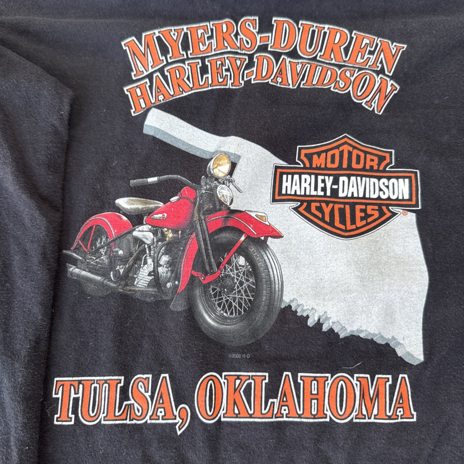 VTG Harley Davidson Flame Eagle Graphic Motorcycle Biker T Shirt Tulsa 90s Small