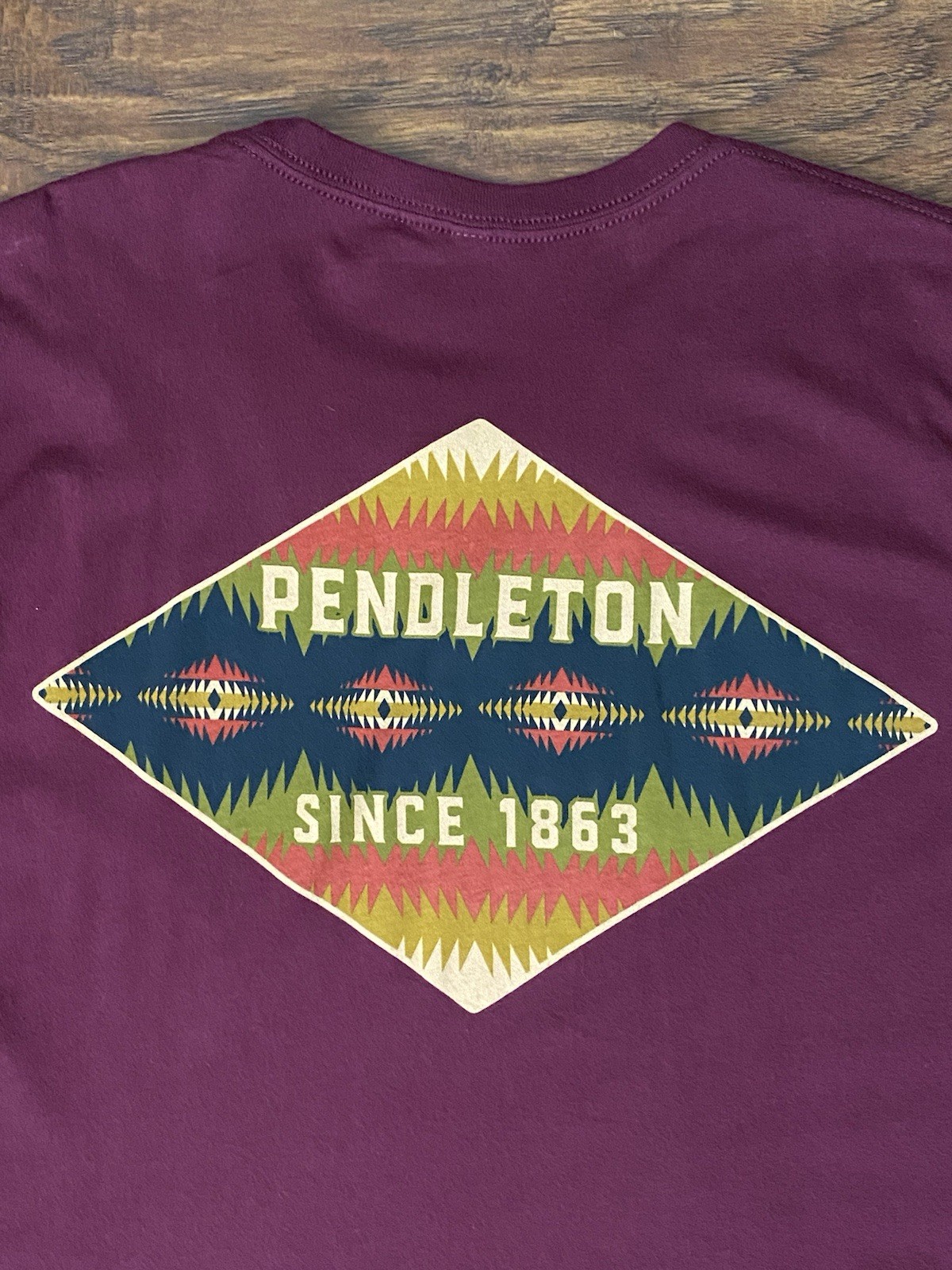 Pendleton Mens Southwest Aztec Diamond Graphic Burgundy T-Shirt Short Sleeve XL