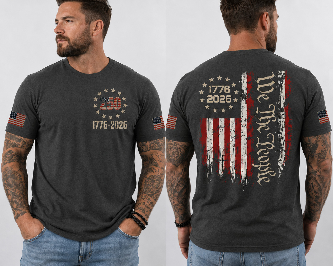 250 Years American Flag 250th Anniversary USA Patriotic T-Shirt S-5XL