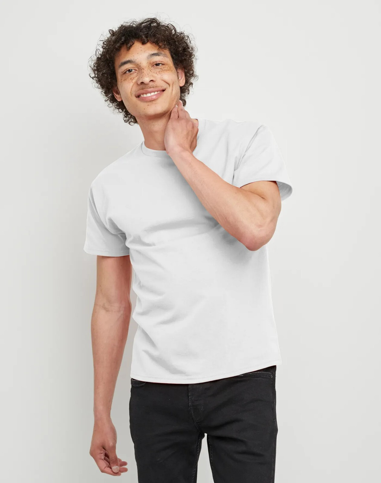 Hanes Men’s 5XL Short Sleeve Cotton Crewneck T-Shirt White Comfort Fit