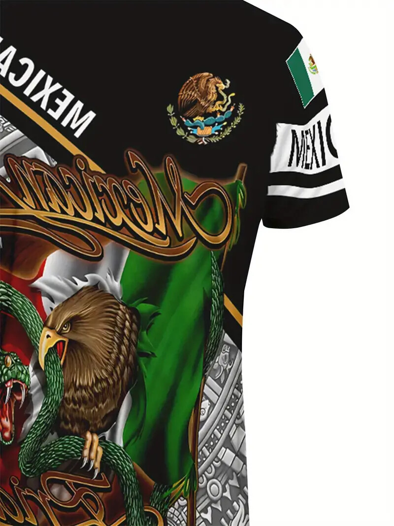 PLAYERA MEXICO CAMISETA DE CUELLO REDONDO ESTAMPADO 3D DE ALTA CALIDAD