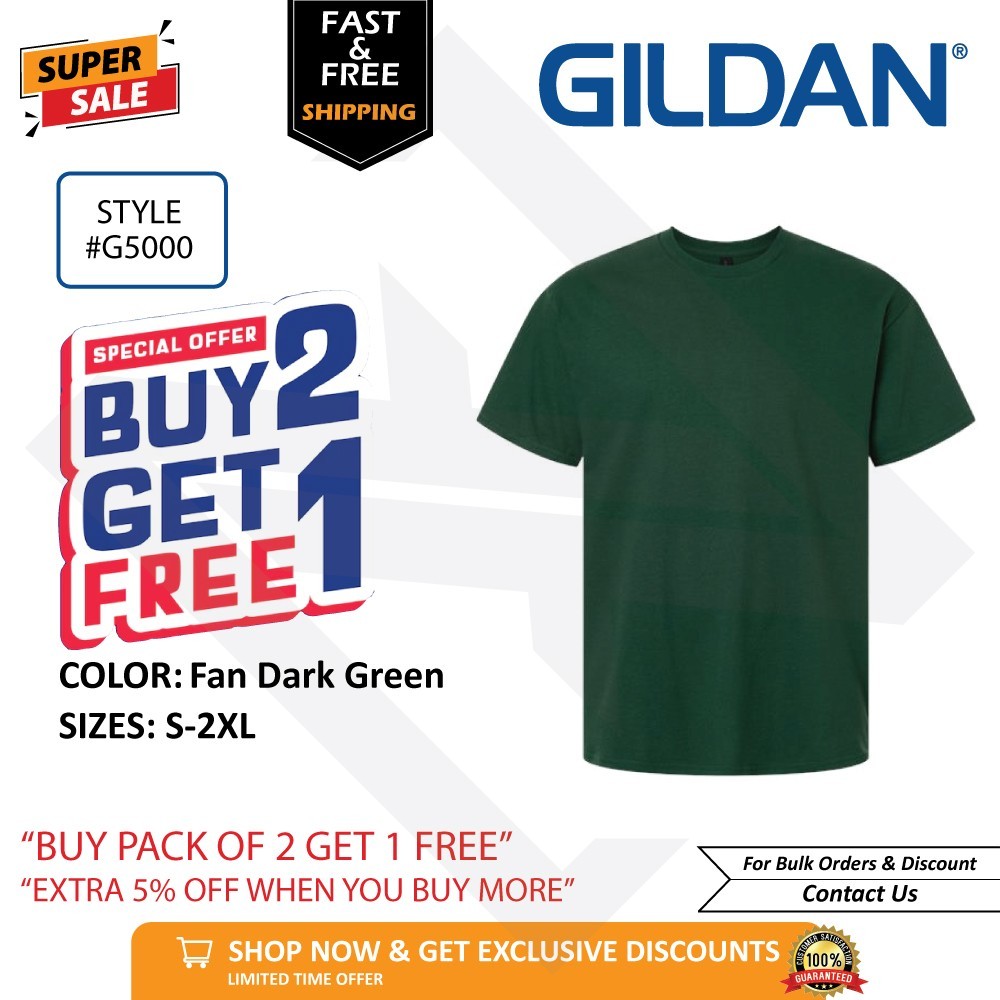 Gildan G500 Heavy Cotton Unisex T-Shirt Blank Tee S-2XL Buy 2 Get 1 FREE!