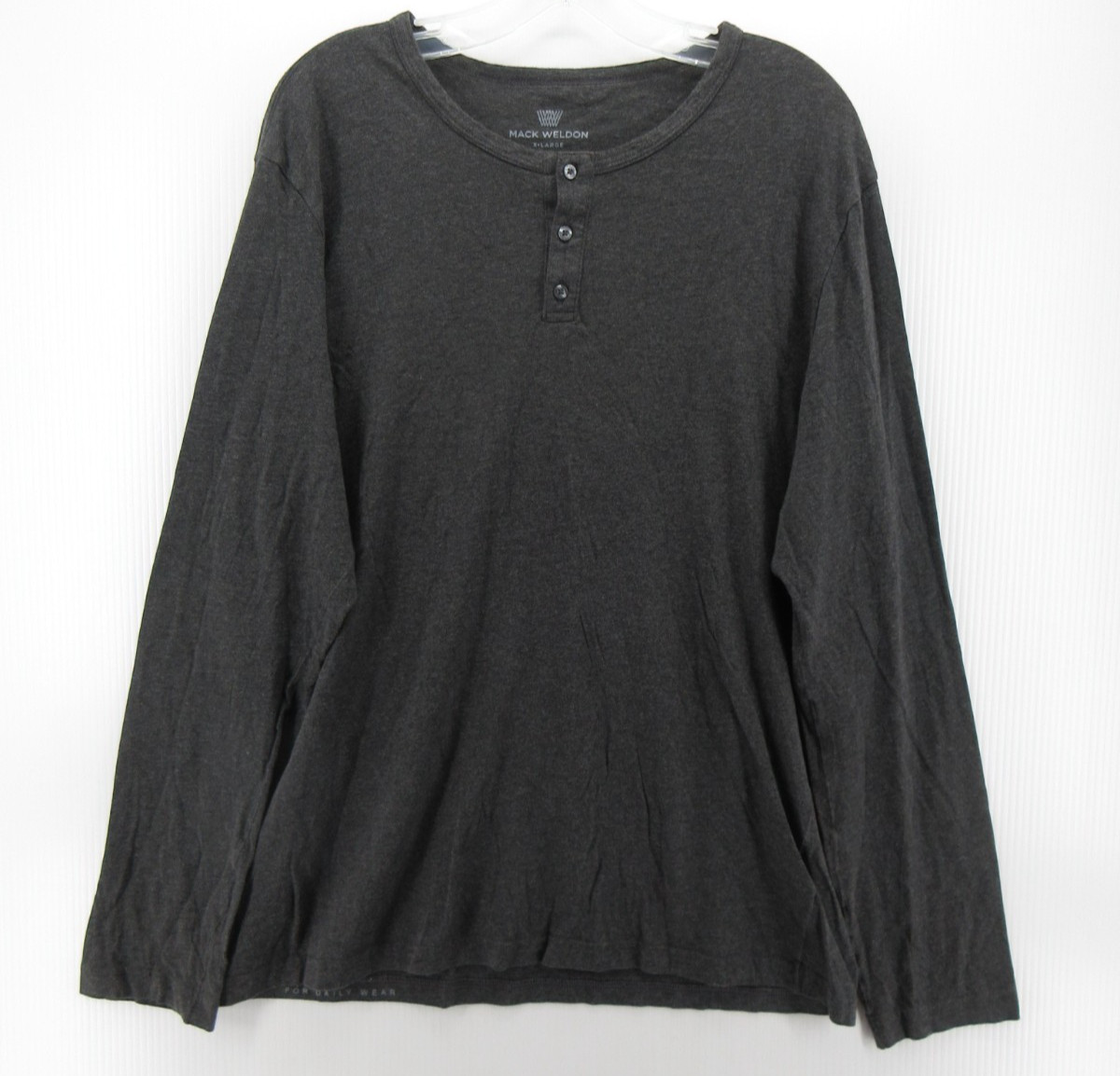 Mack Weldon Shirt Men XL Gray Henley Pullover Minimalist Casual Pima Cotton