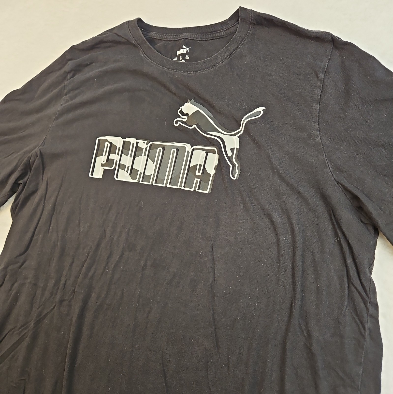 Puma Graphic Camo Logo T-Shirt Crew Neck Short Sleeve Black Men’s 3XLT