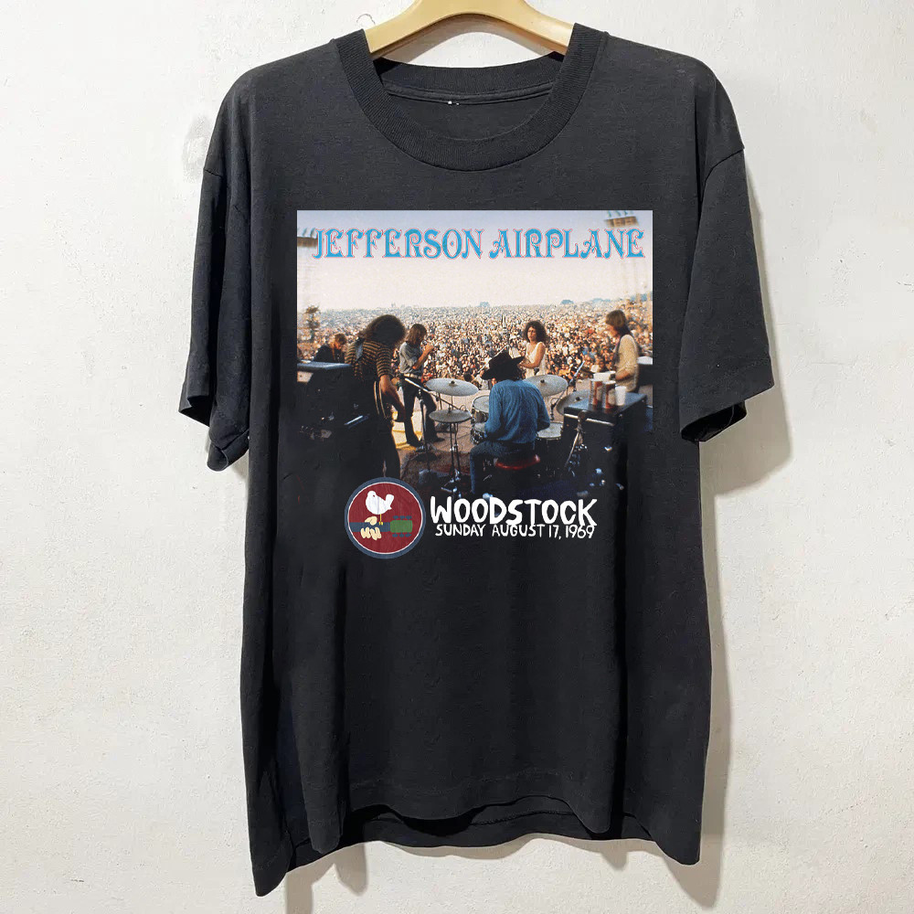 Trend! Jefferson Airplane Black Cotton T-Shirt Full size S-5XL BS2031