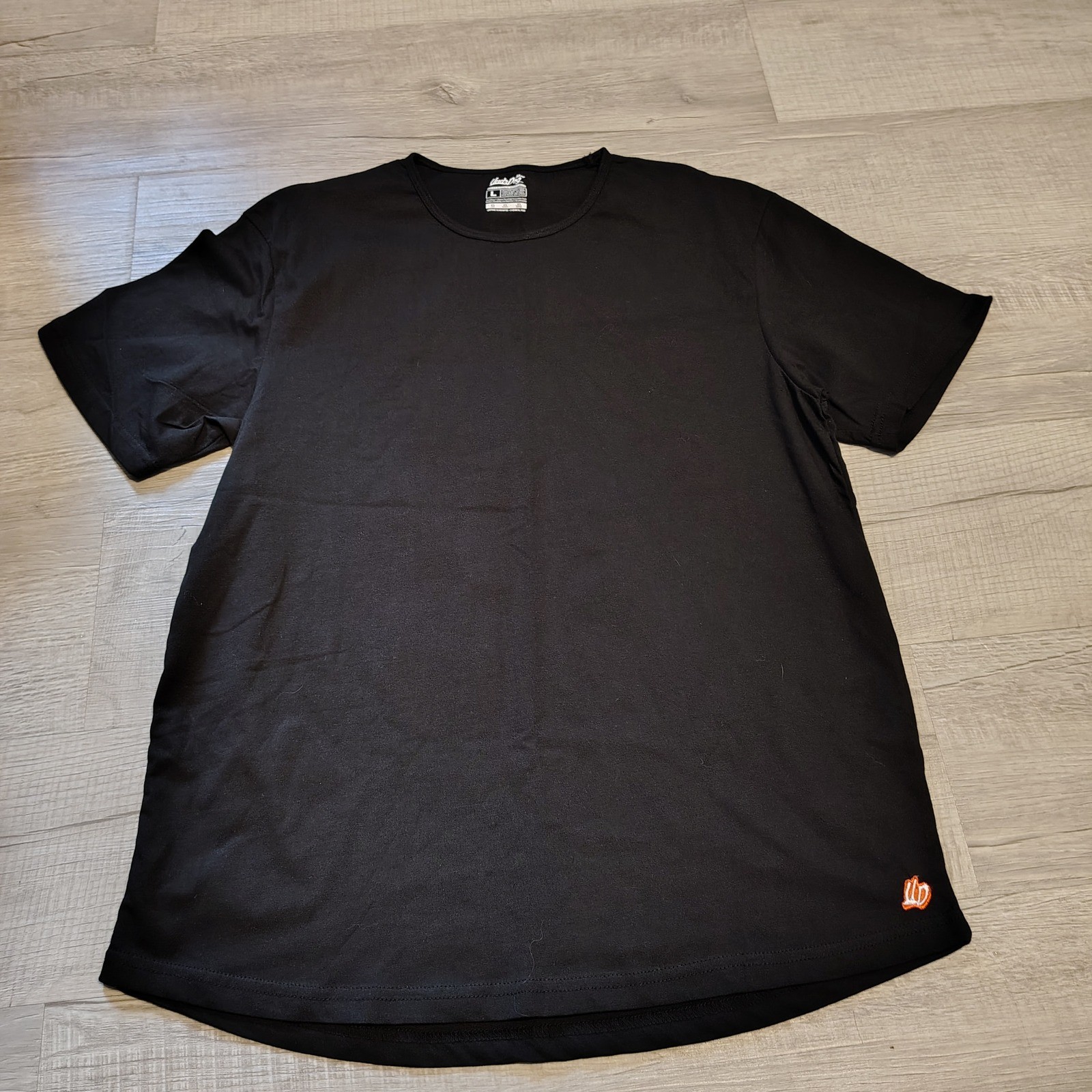 UndrDog Hemp DuraFlow Black T-Shirt Mens Large Bamboo Organic Cotton Curved Hem