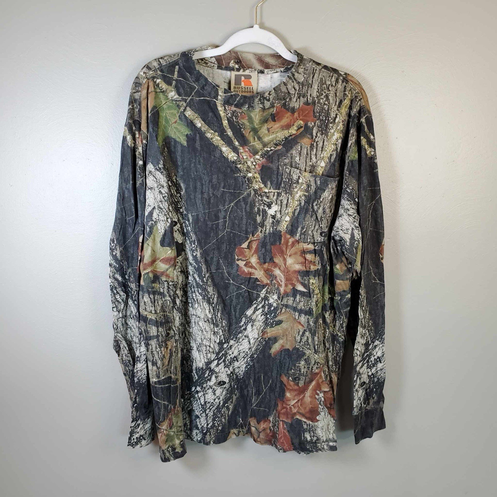 Vintage Russel Camo Long Sleeve Shirt Made In Malaysia Y2K Vtg RARE Large L