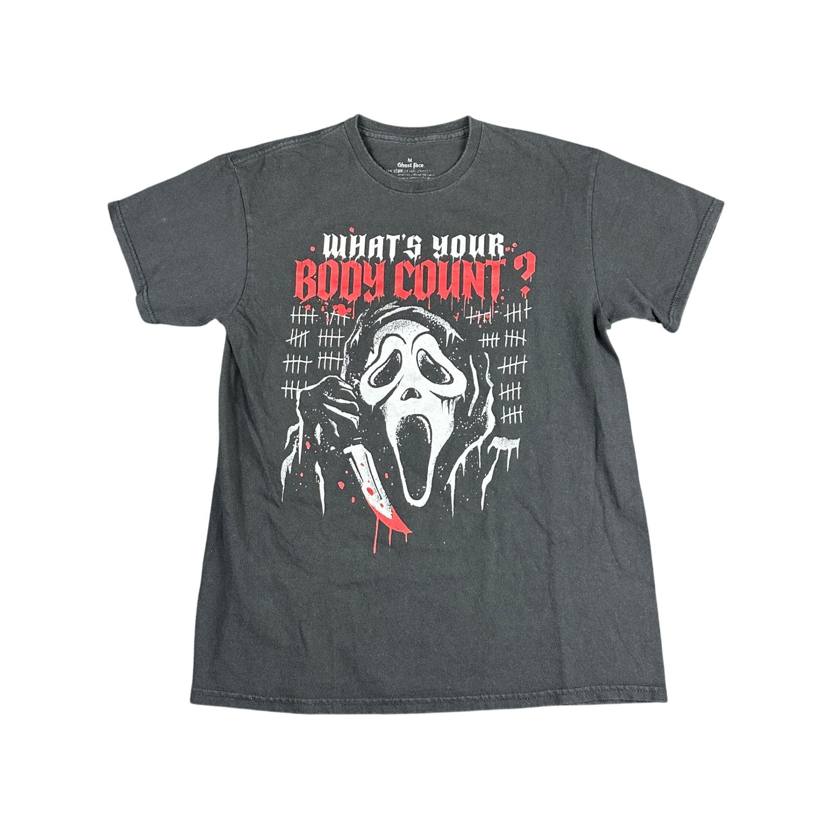 Ghost Face Scream What’s Your Body Count Graphic T-Shirt Mens Medium Horrorcore