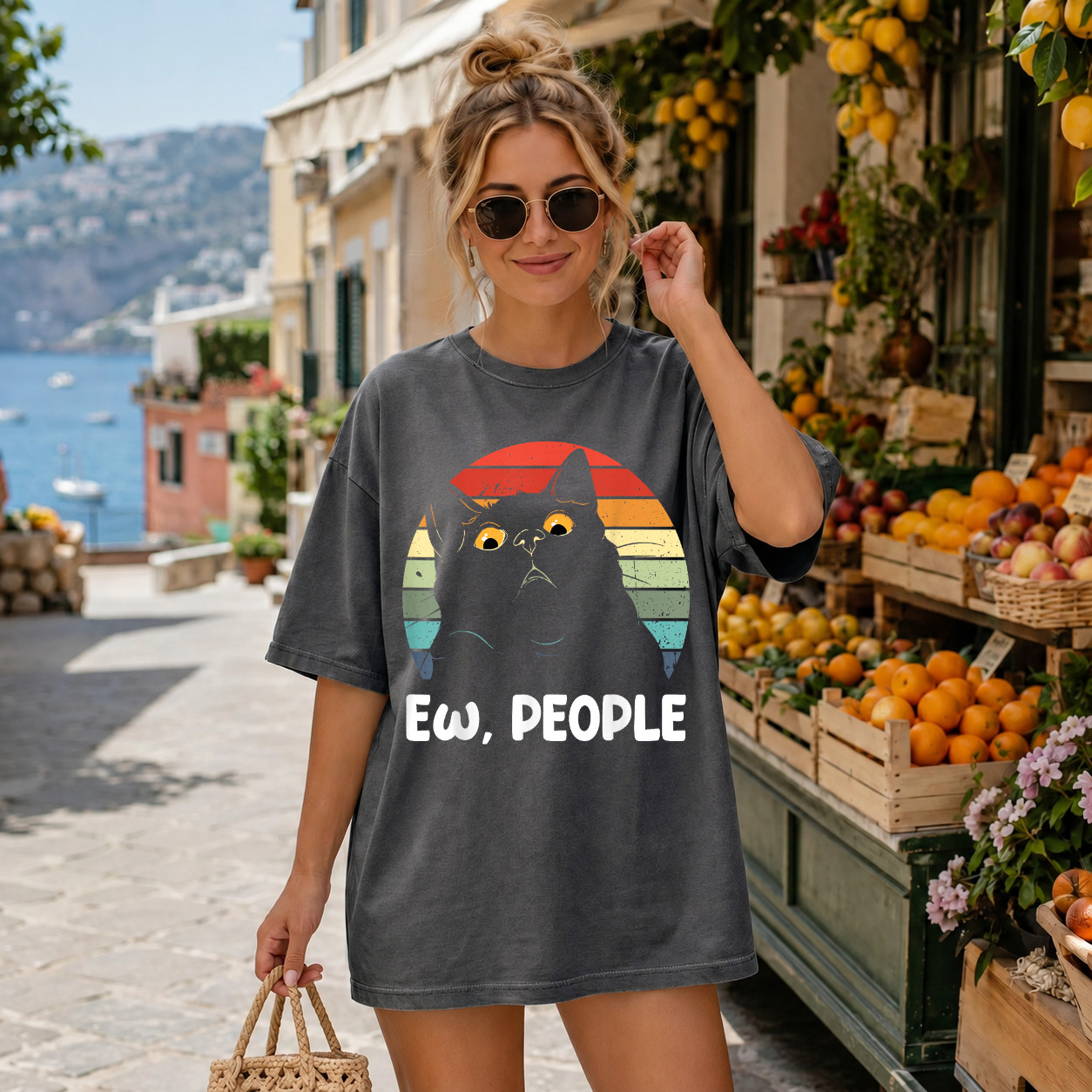 Comfort Colors® Ew People Funny Black Cat Lover T-Shirt
