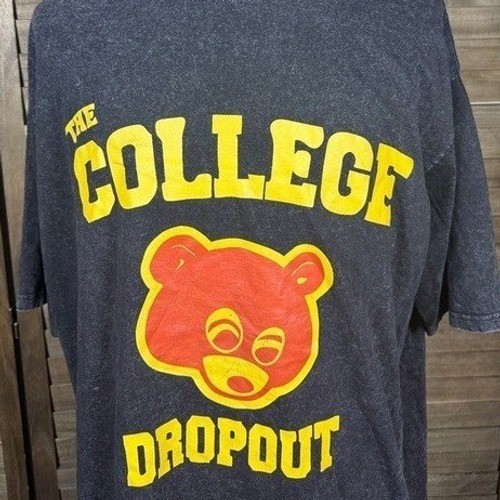 Kanye West The College Dropout Bear Graphic T-Shirt 3XL Charcoal Mineral Wash
