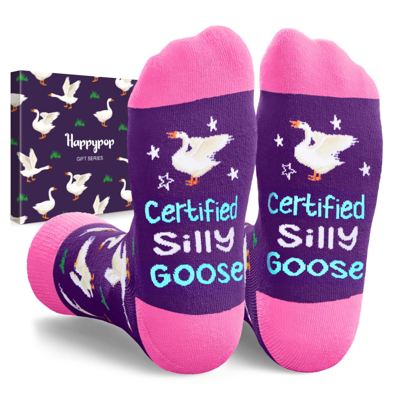 Silly Goose Socks Funny Gifts Novelty Gag Crazy for Teens Women Men