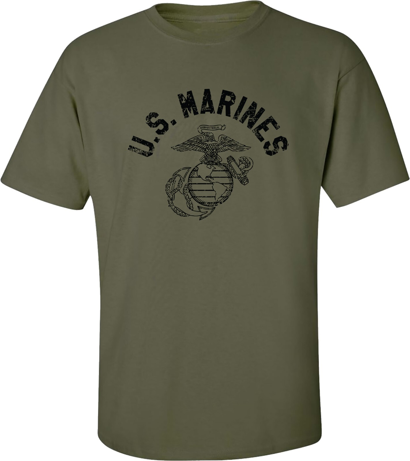 “U.S. Marines” Vintage Arch Black Ink Adult Short Sleeve Tee – Adult Small to 5X