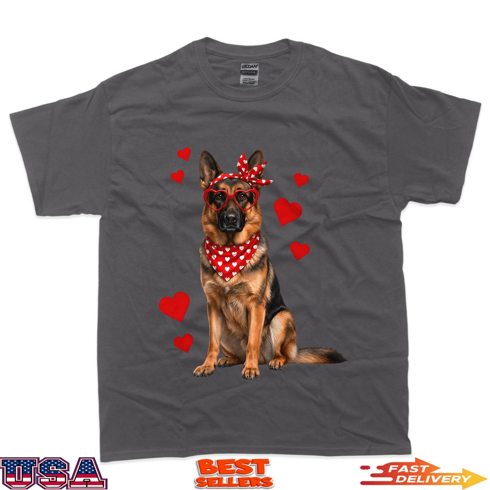 German Shepherd Valentines Day Dog Lover Heart T-Shirt
