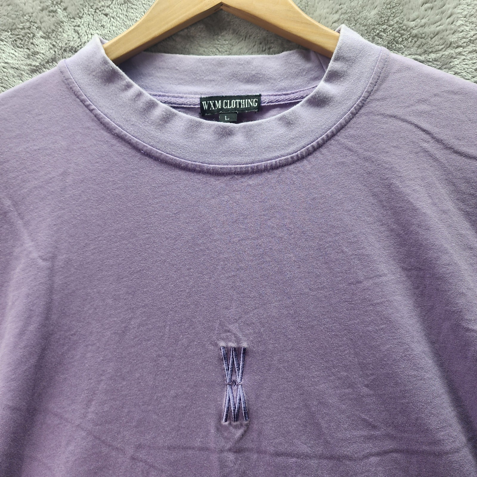 WXM Clothing Lavender T Shirt Mens Large 100% Cotton Minimalist Streetwear