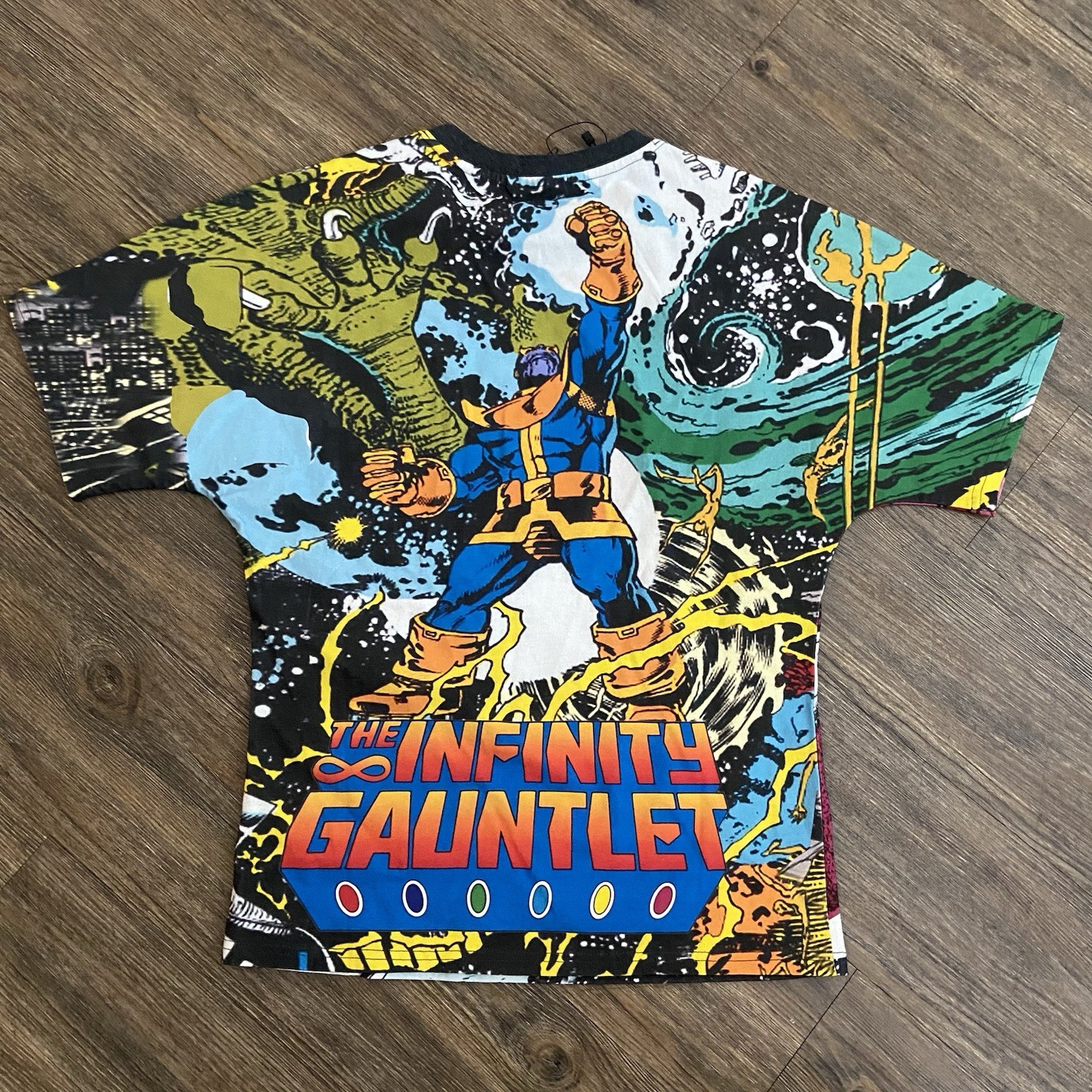 THR1FT L1F3 The Infinity Gauntlet Marvel Modern Bootleg Sample Shirt AOP Small S