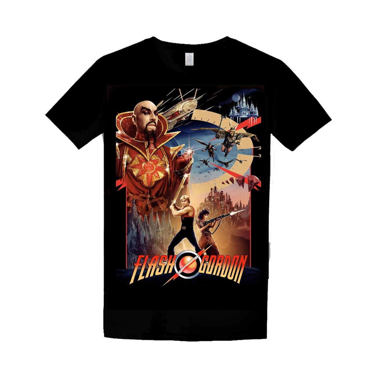 FLASH GORDON – Black T-Shirt – Sizes s – 5XL – 80’s Sci-Fi movie Queen Music