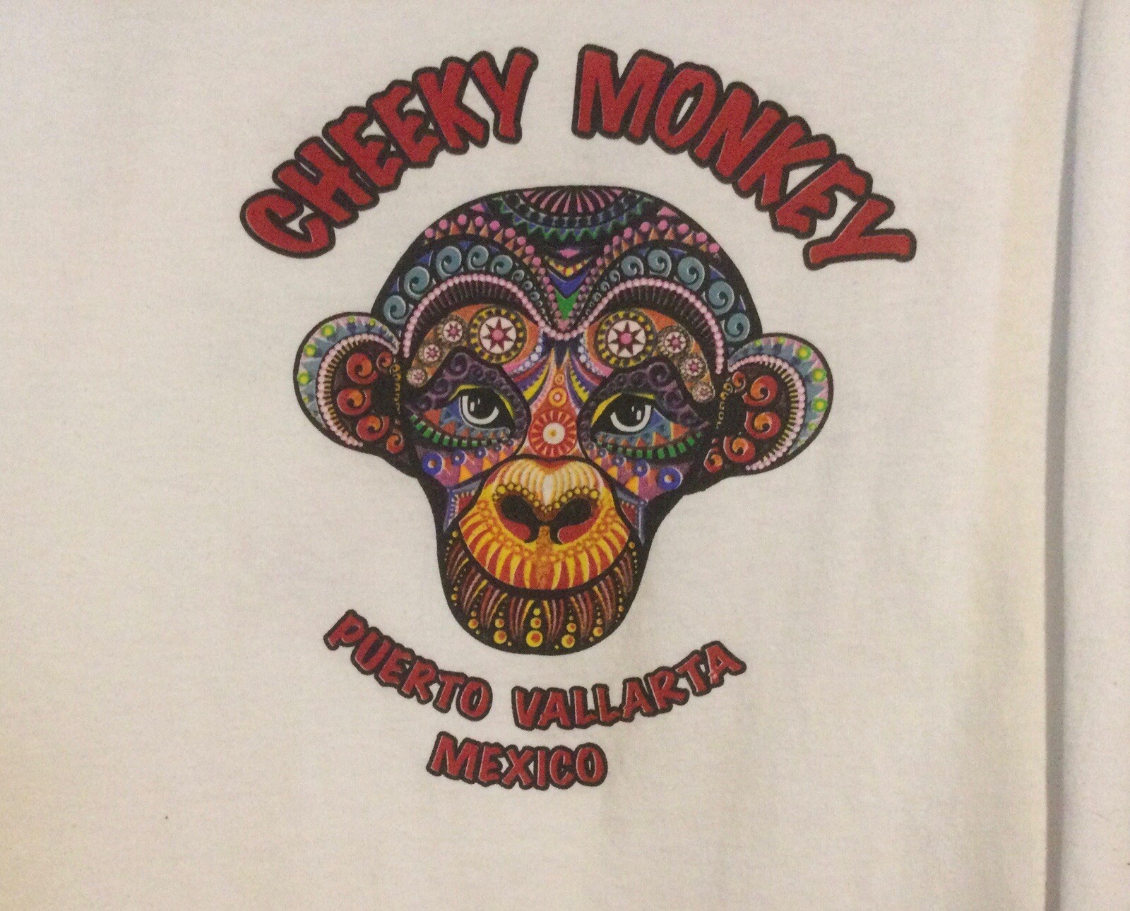 Cheeky Monkey Puerto Vallarta White Vintage Shirt Unisex Size M 100% Cotton