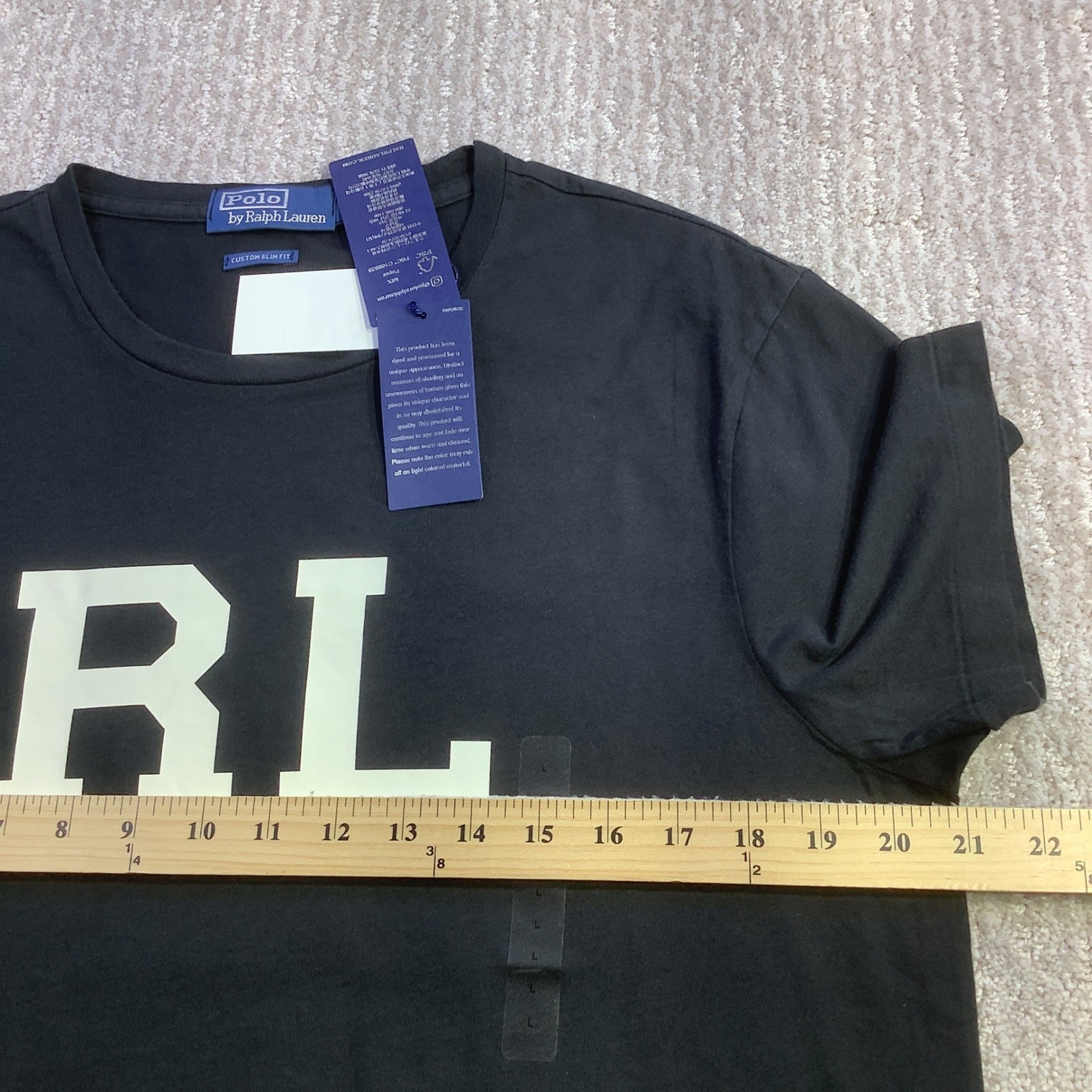 Polo Ralph Lauren Mens Custom Slim Fit RL Graphic T-Shirt Black Size L NWT