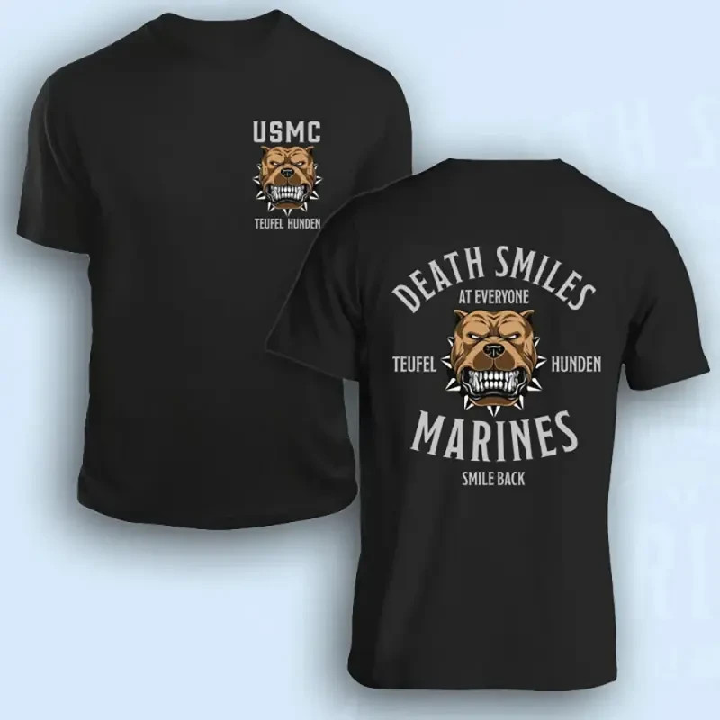 Death Smiles at Everyone Marines Smile Back T-Shirt, Marine Corps Apparel, USMC