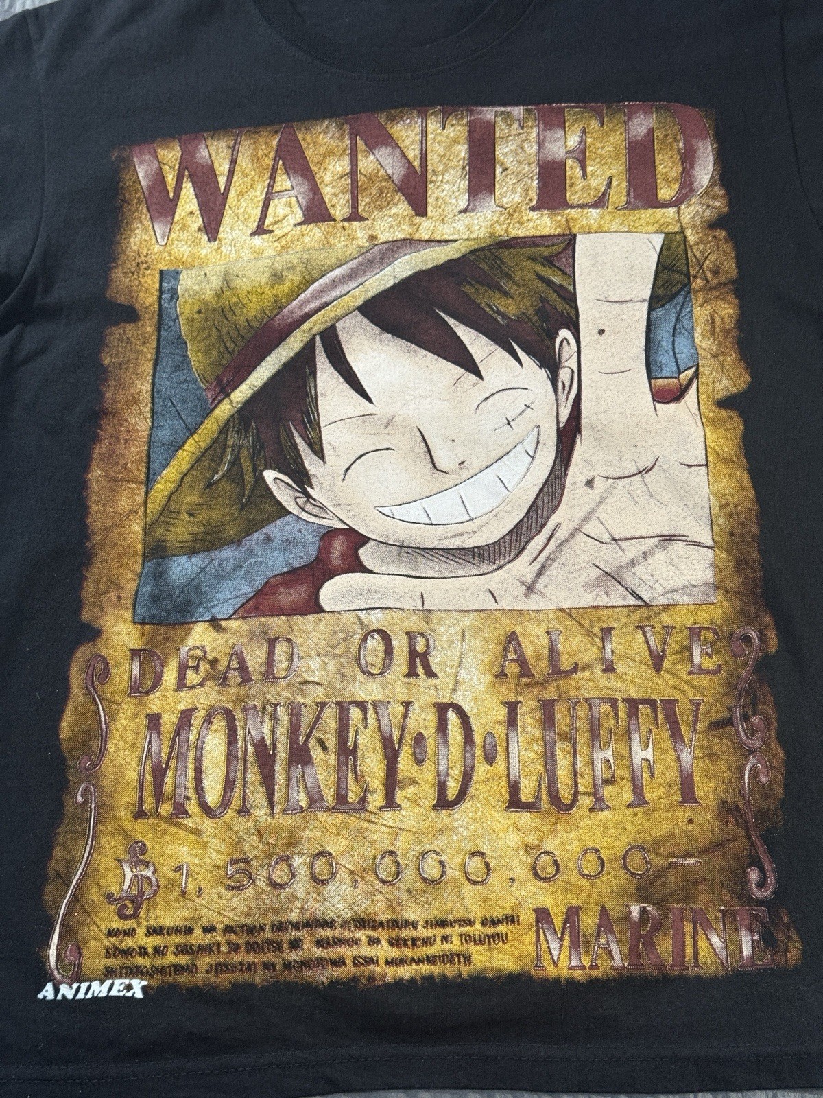One Piece Monkey D. Luffy Graphic T-Shirt Wanted Poster Tee Size M