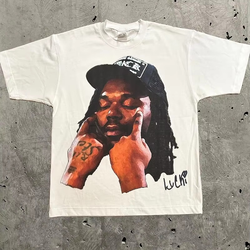 Y2K Europe and the United States New Summer Men T-Shirt Portrait Printed Harajuk