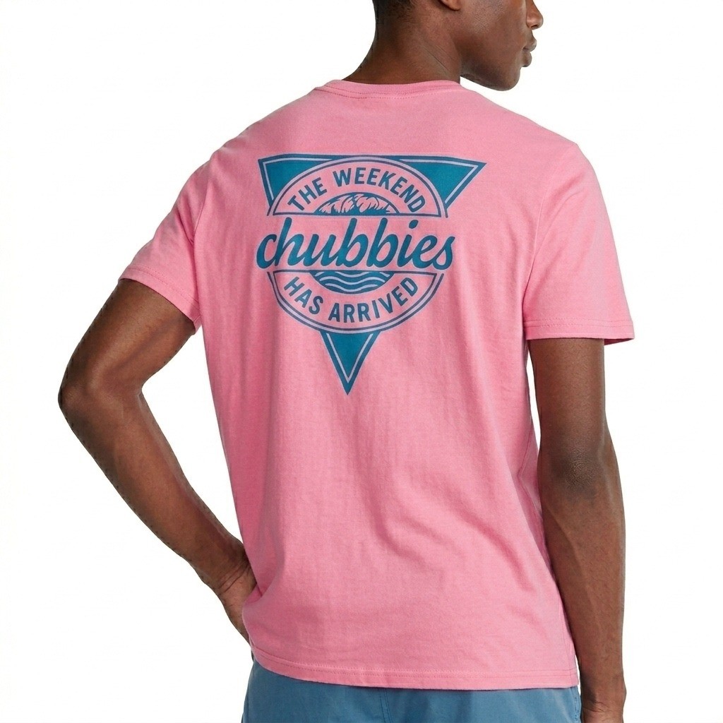 Chubbies Mens Pink The Weekend Has Arrived Graphic Pocket T-Shirt Size L