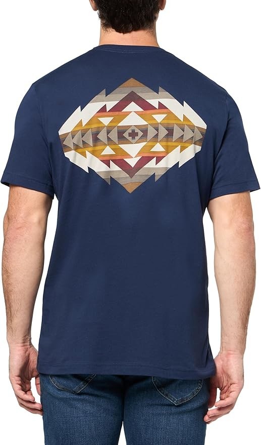 NEW Pendleton Native Tribal Men Shirt Size M NAVY Short Sleeve Cotton