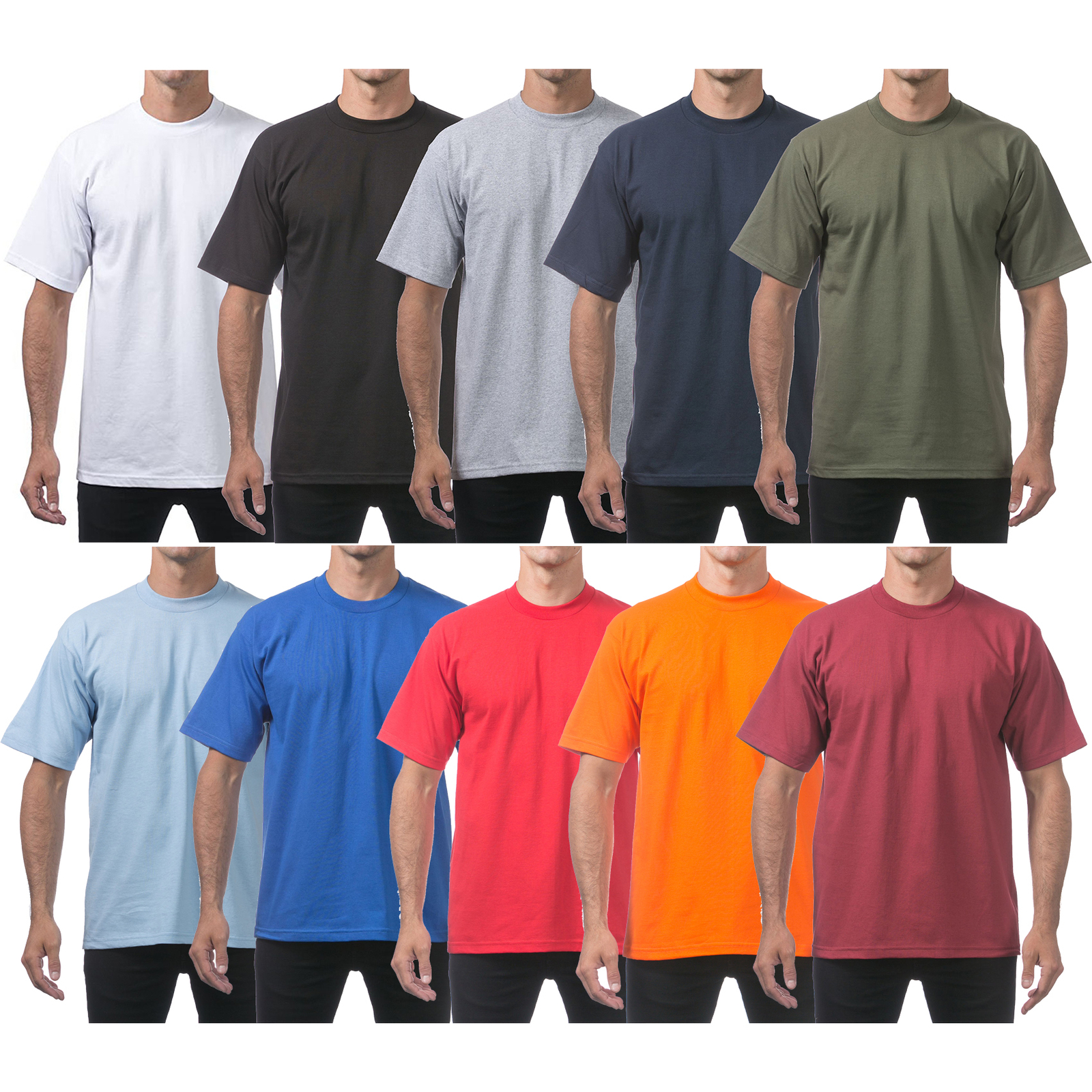 Pro Club Men’s Heavyweight Short Sleeve Crew Neck T-Shirt, PROCLUB Plain Tees