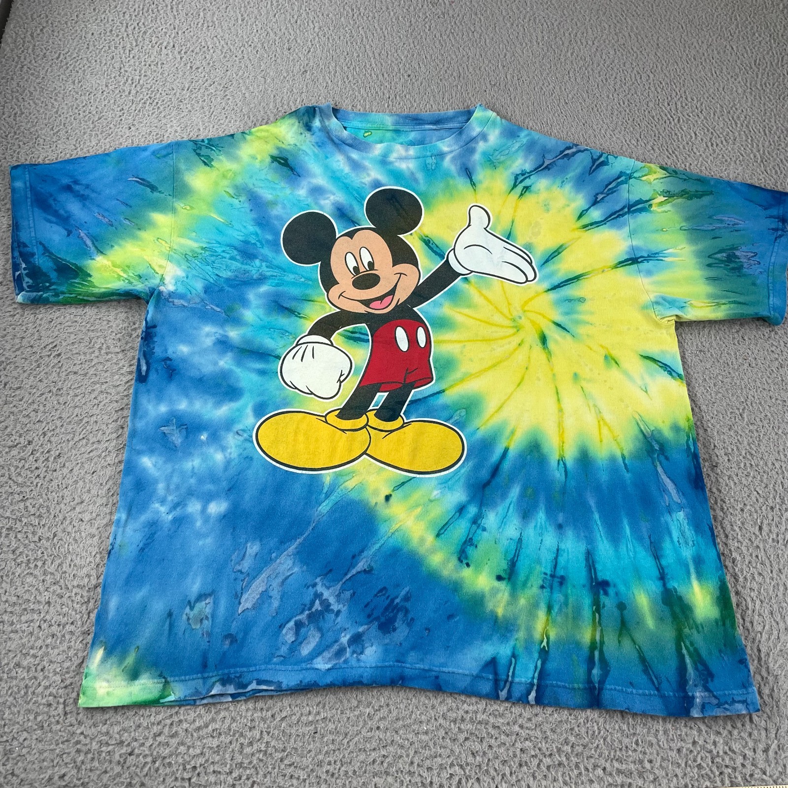 Vintage 90s Mickey Mouse Tie Dye Swirl Shirt 2XL Mickey Unlimited Clean Disney