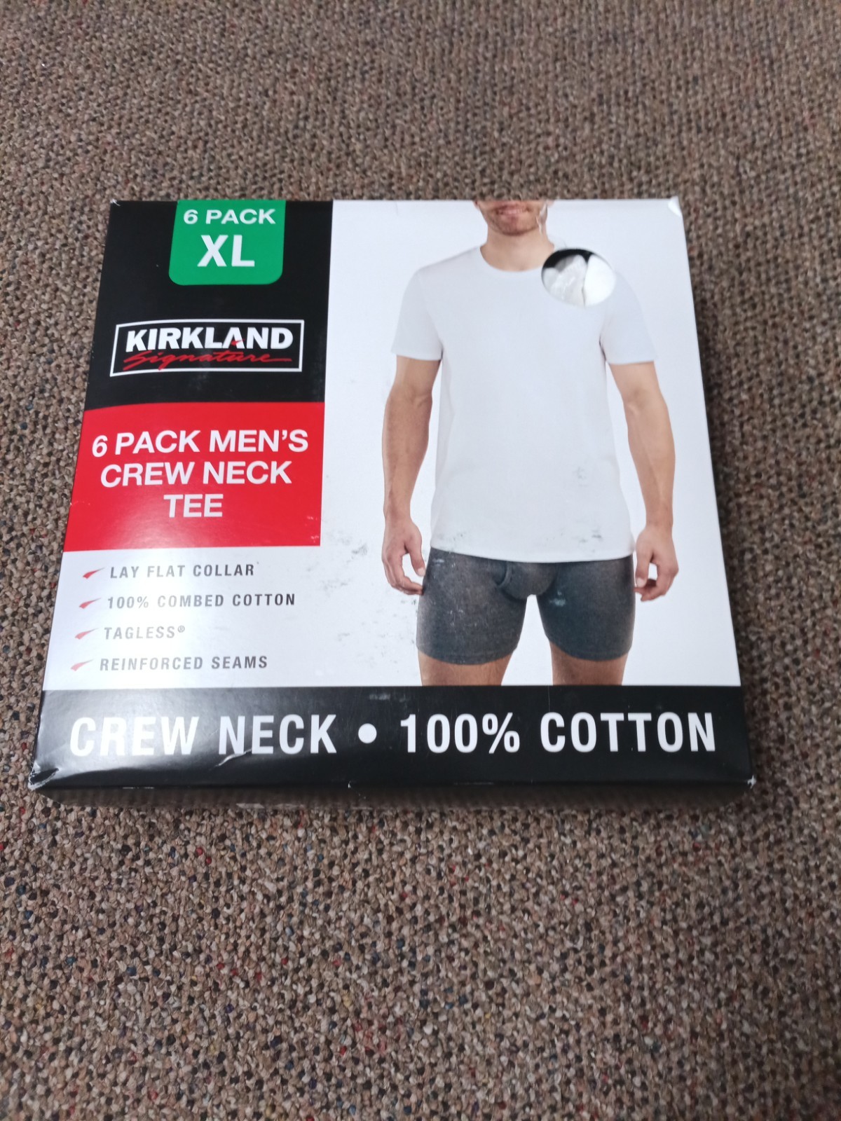 Kirkland Signature Men’s 6-Pack Crew Neck Lightweight Tee, White, Size Xl