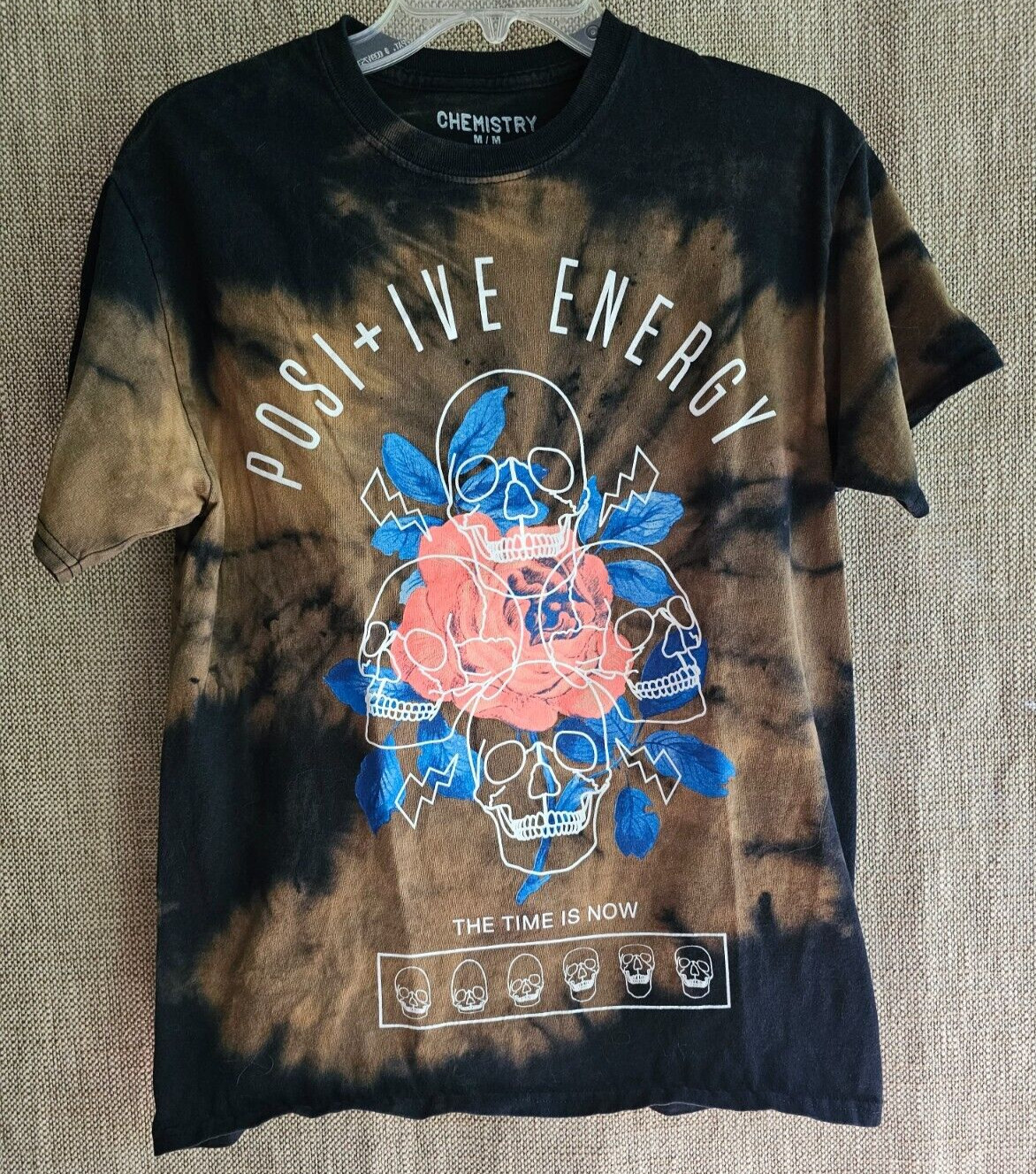 Positive Energy The Time Is Now Bleached Design w/ Skull Sz Medium by Chemistry