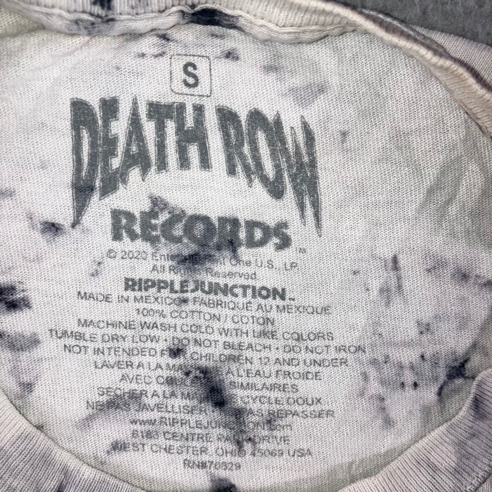 Death Row Records Graphic Tee Men S Black White Tie Dye Hiphop Retro Streetwear