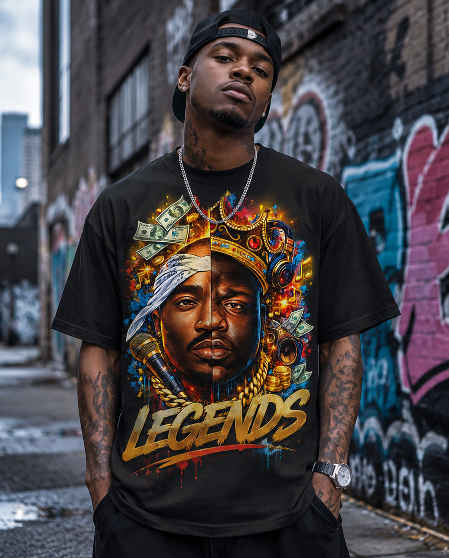 2 Pac Biggie Legends Tee Shirt to Match Sneakers & Floss Drip Graphic Hip Hop