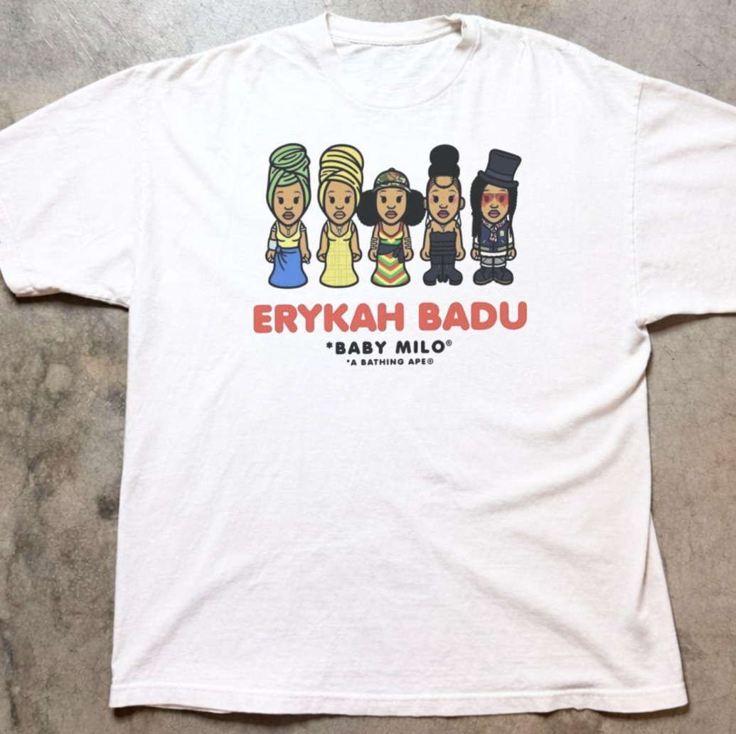Erykah Badu caricature baby milo white T-shirt unisex All sizes VDF022