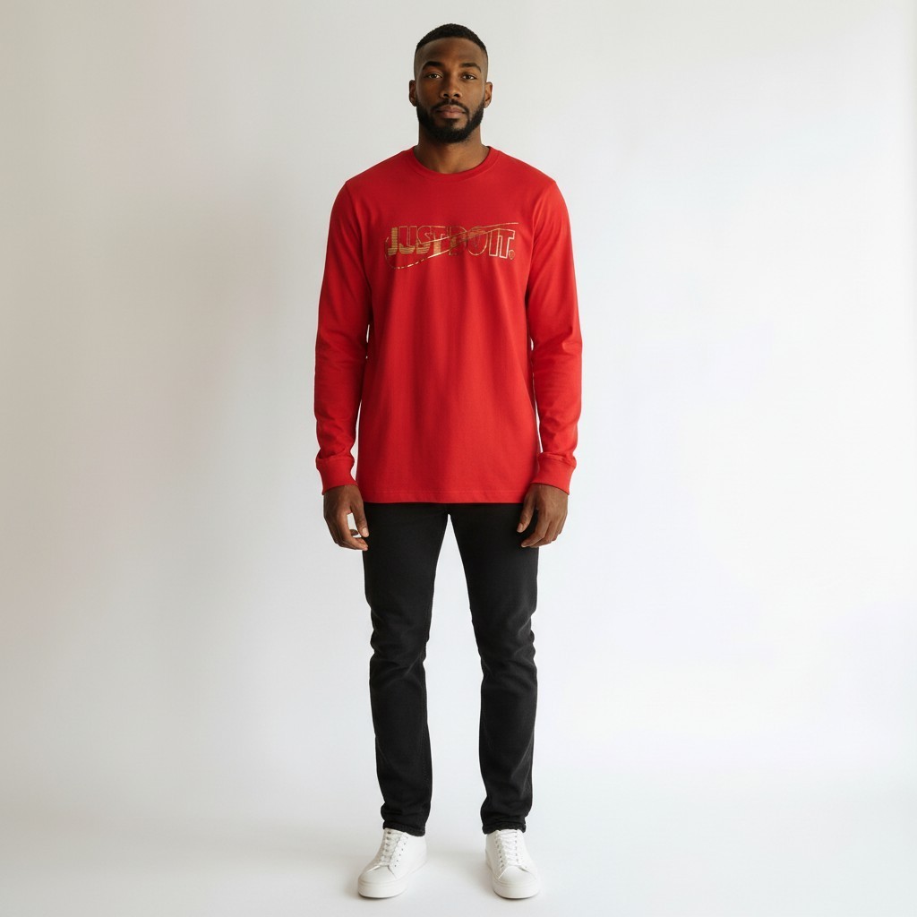Nike Foil Franchise Red Just Do It Tee Long Sleeve Men’s T-shirt Size M NEW