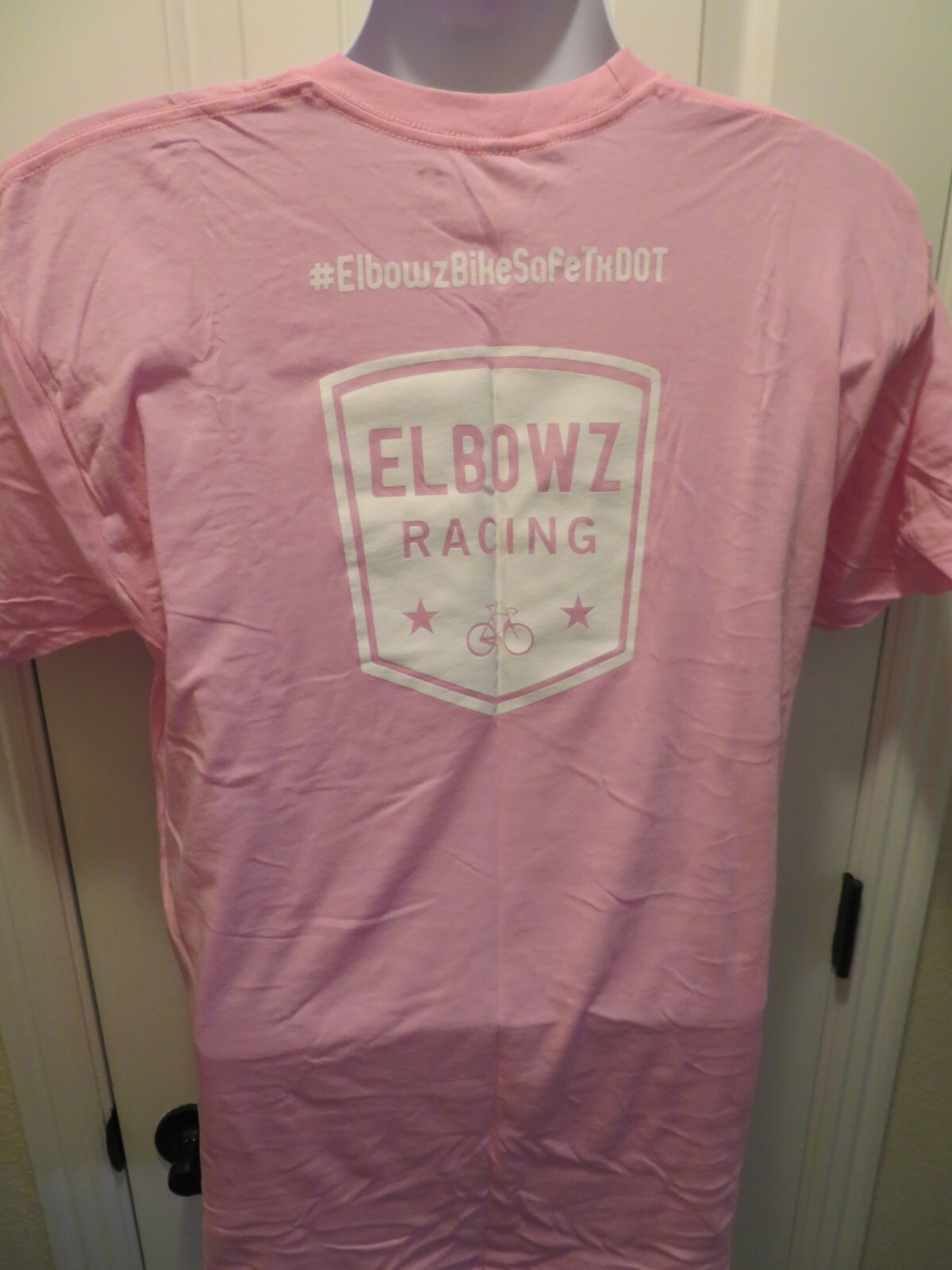 ELBOWZ Racing Cycling Team Short Sleeve T-Shirt Men’s XL Pink 50/50 Made USA