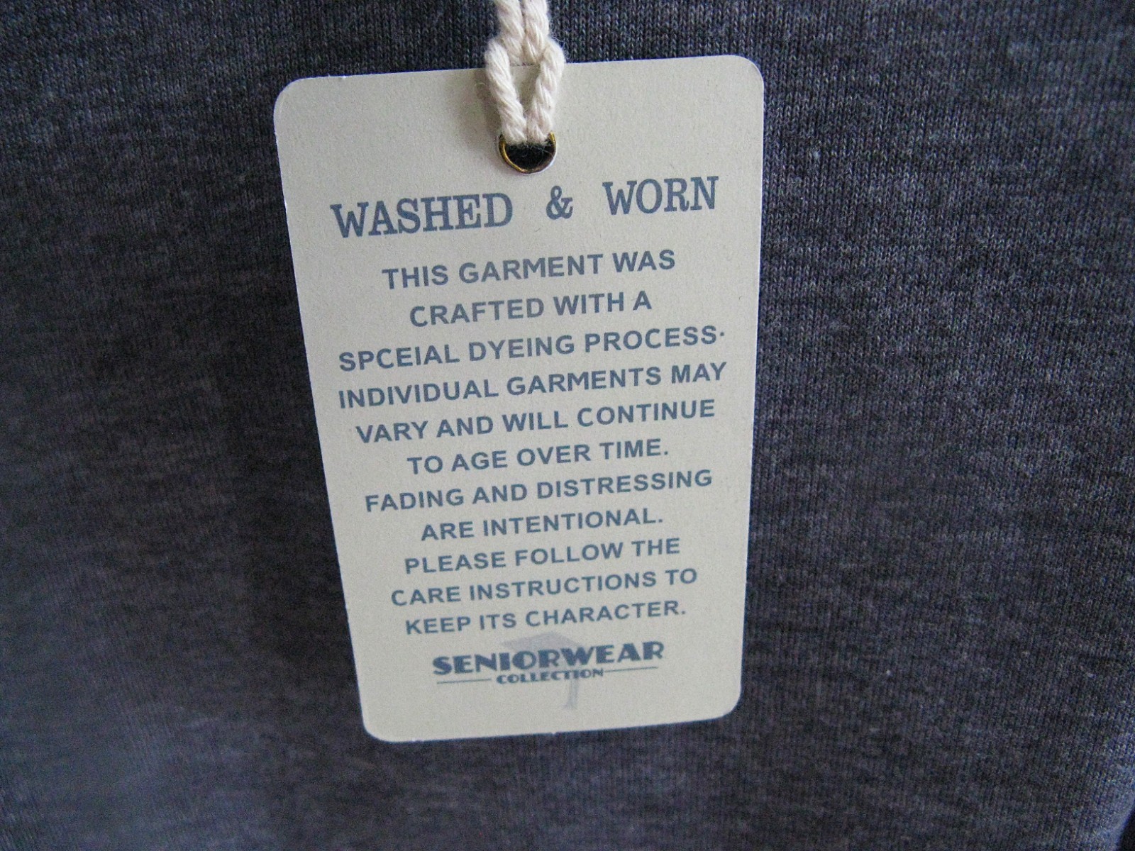 Men’s Gray Soft Pullover Tee Sz L by Seniorwear Collection Senior Burnout NWT