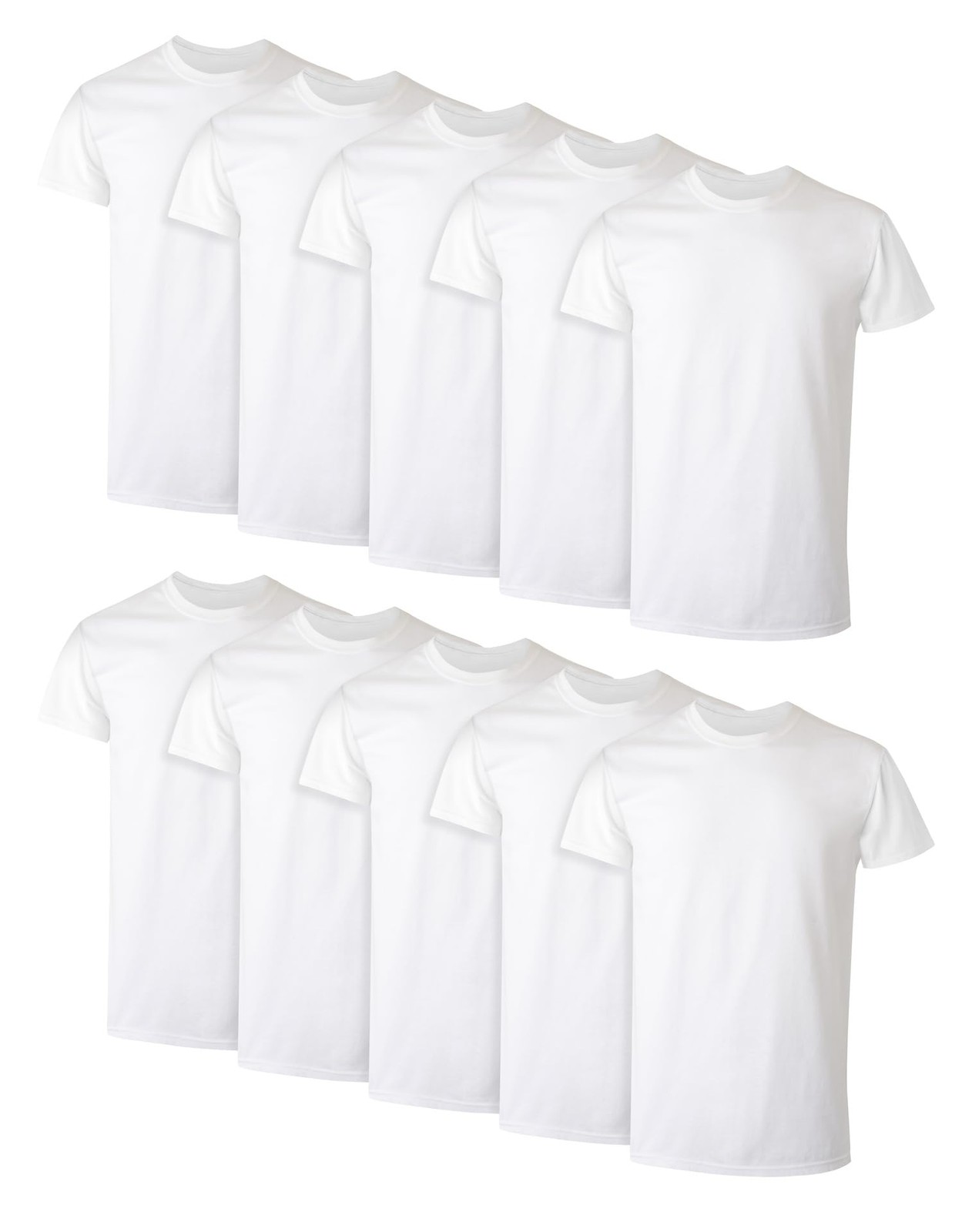 12 Pack Mens Stay-Tucked 100% Cotton Crew T-Shirts, Best Undershirts Small White