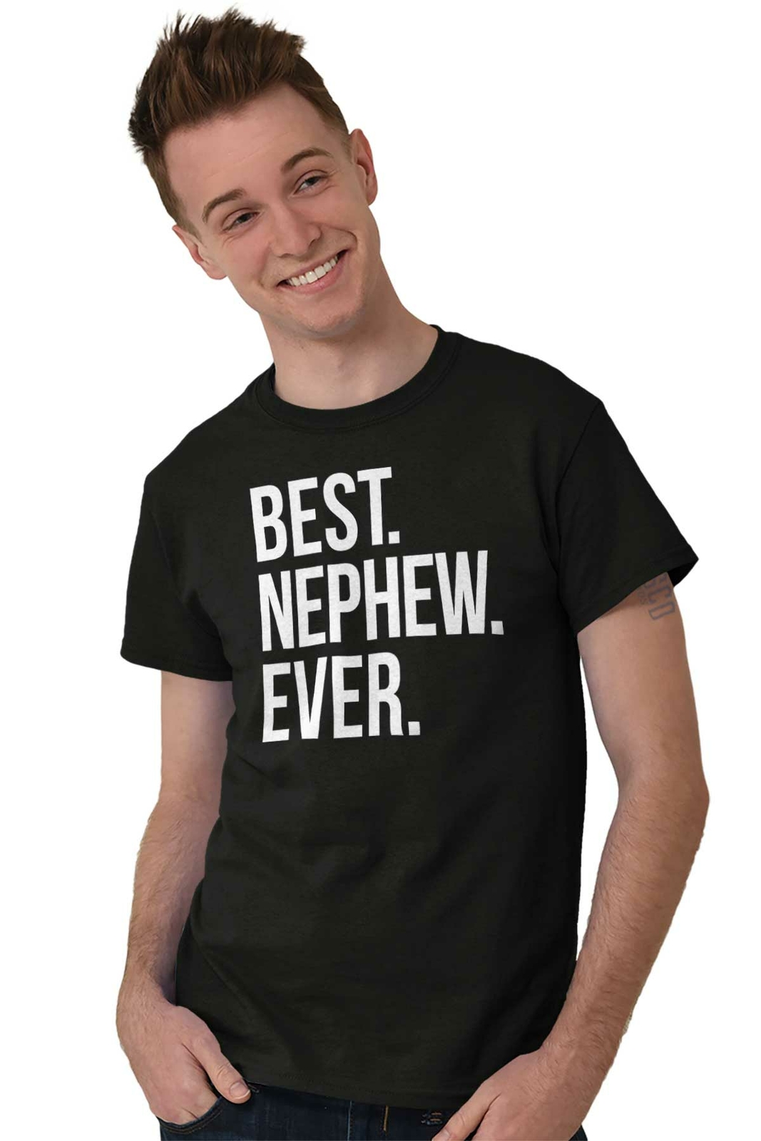 Cool Best Nephew Ever Family Aunt Uncle Love Mens Casual Crewneck T Shirts Tees