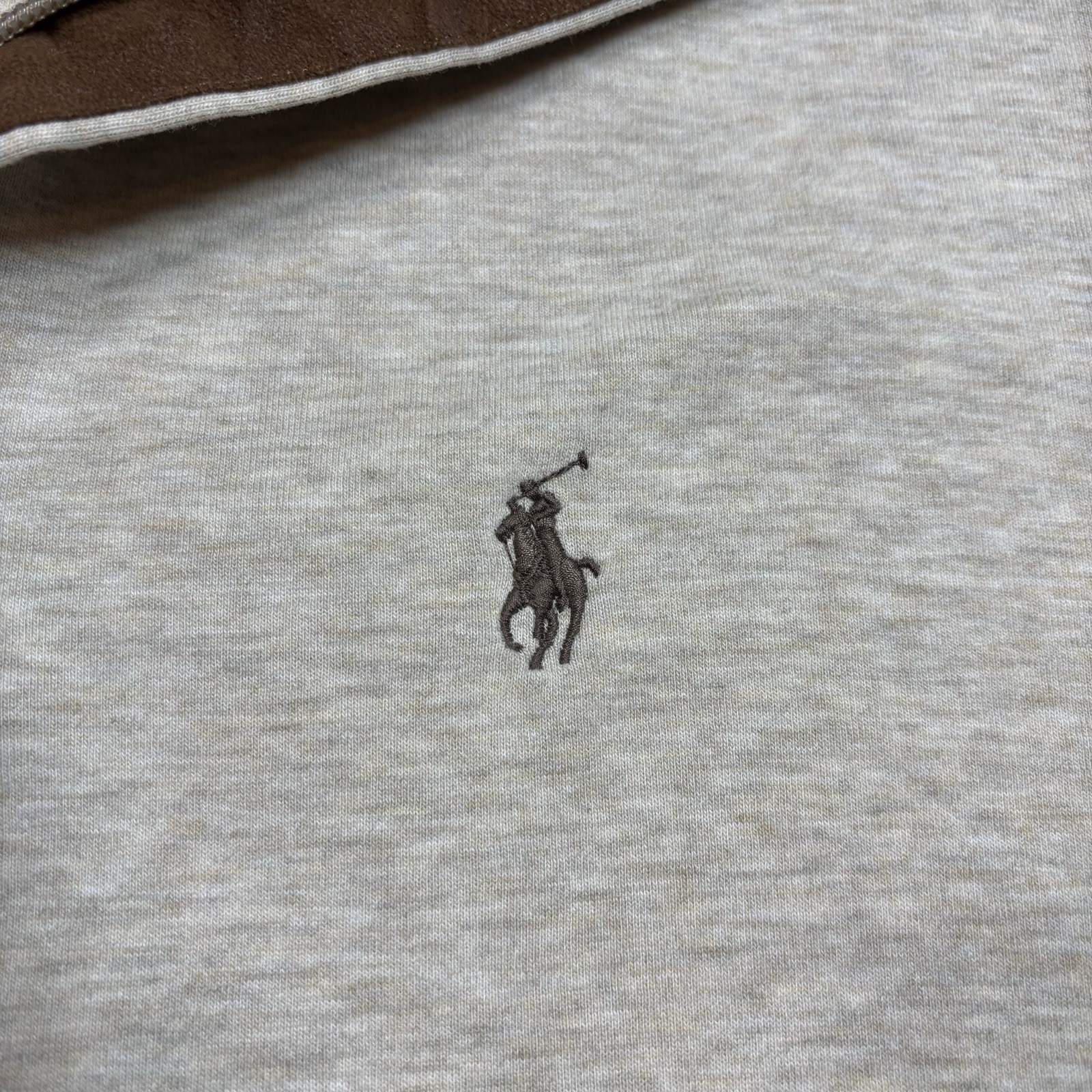 Polo Ralph Lauren 1/4 Zip Sweater LSHZM16 Mens M Beige Brown Zipper Preppy Pony