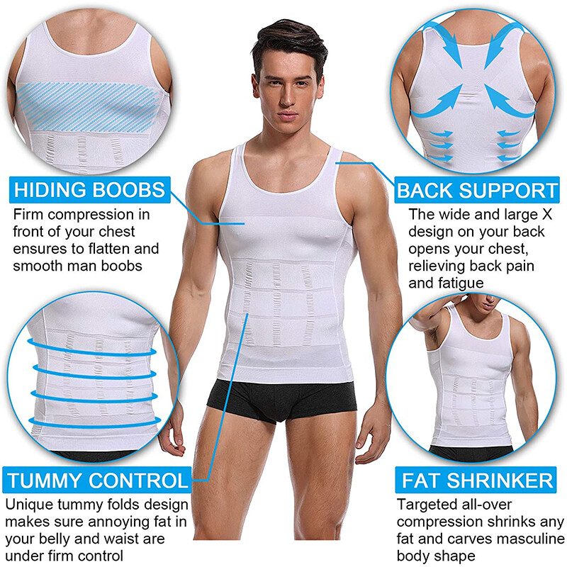 Men’s Shaper Cooling T-Shirt Compression Belly Vest Slimming Underwear Tank Top