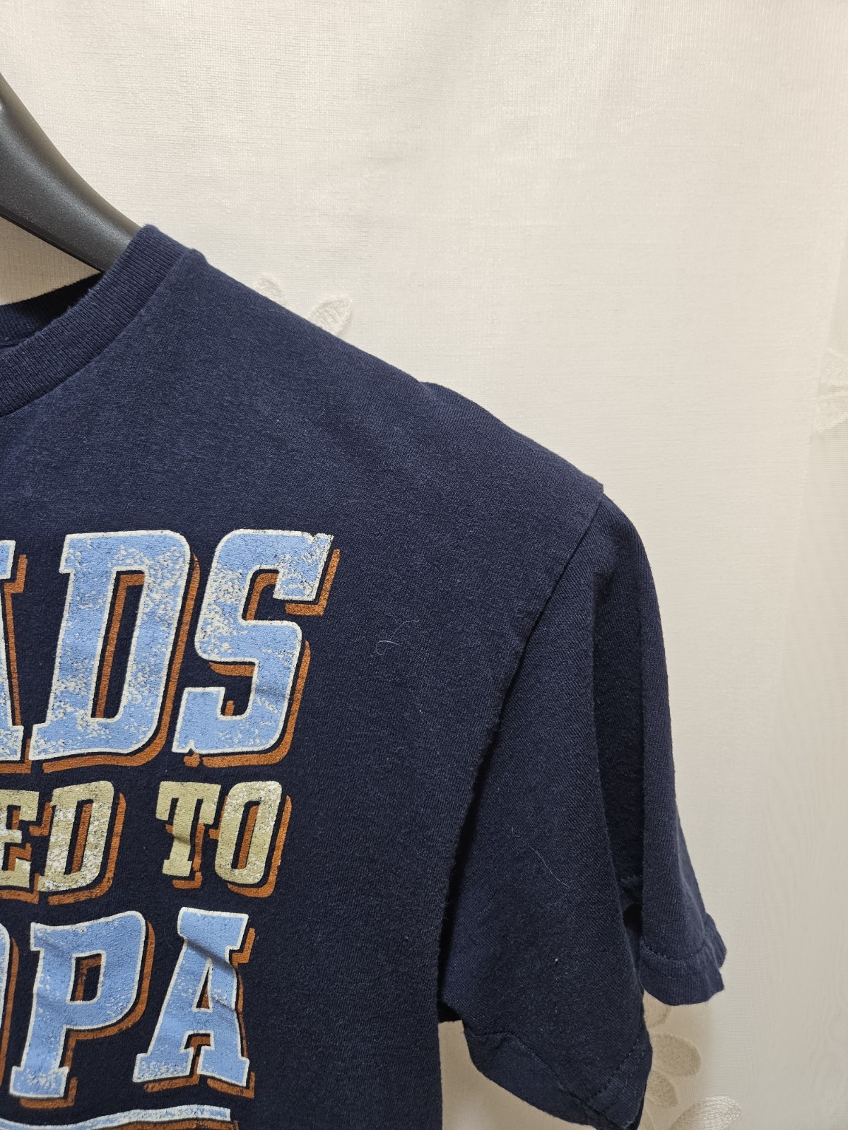 Gildan Mens Large Navy Blue Top Novelty Fathers Day Tribute Family Fits Like Med
