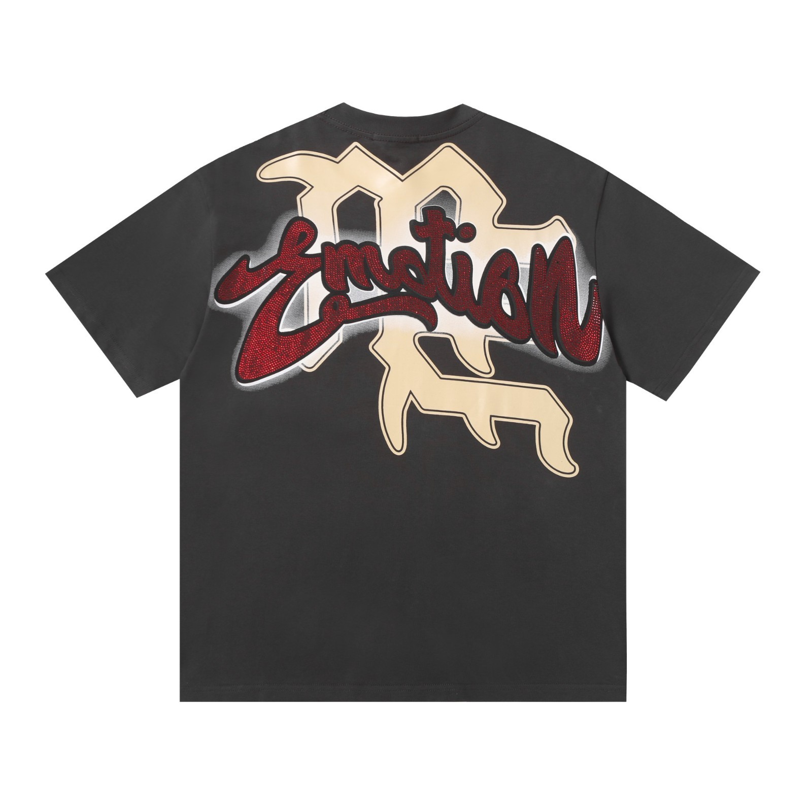 Mixed Emotio Graphic Tee Shirt Black Short Sleeve S-M-L-XL